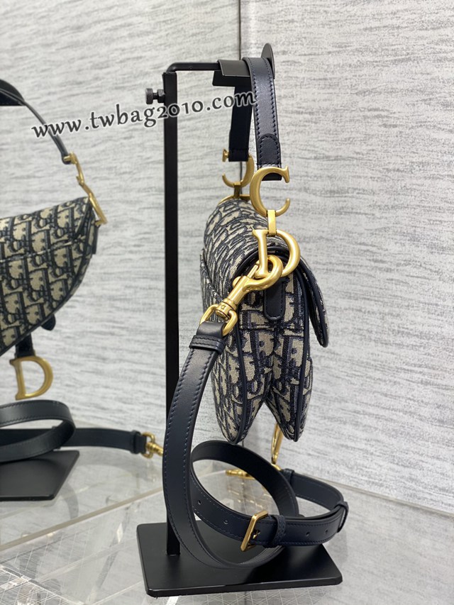 Dior专柜新款迪奥顶级原单老花蓝小号经典马鞍包 djfk1073